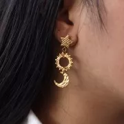 Colgante de media luna martillada 15x12,5 mm - Acero inoxidable 316L dorado x1