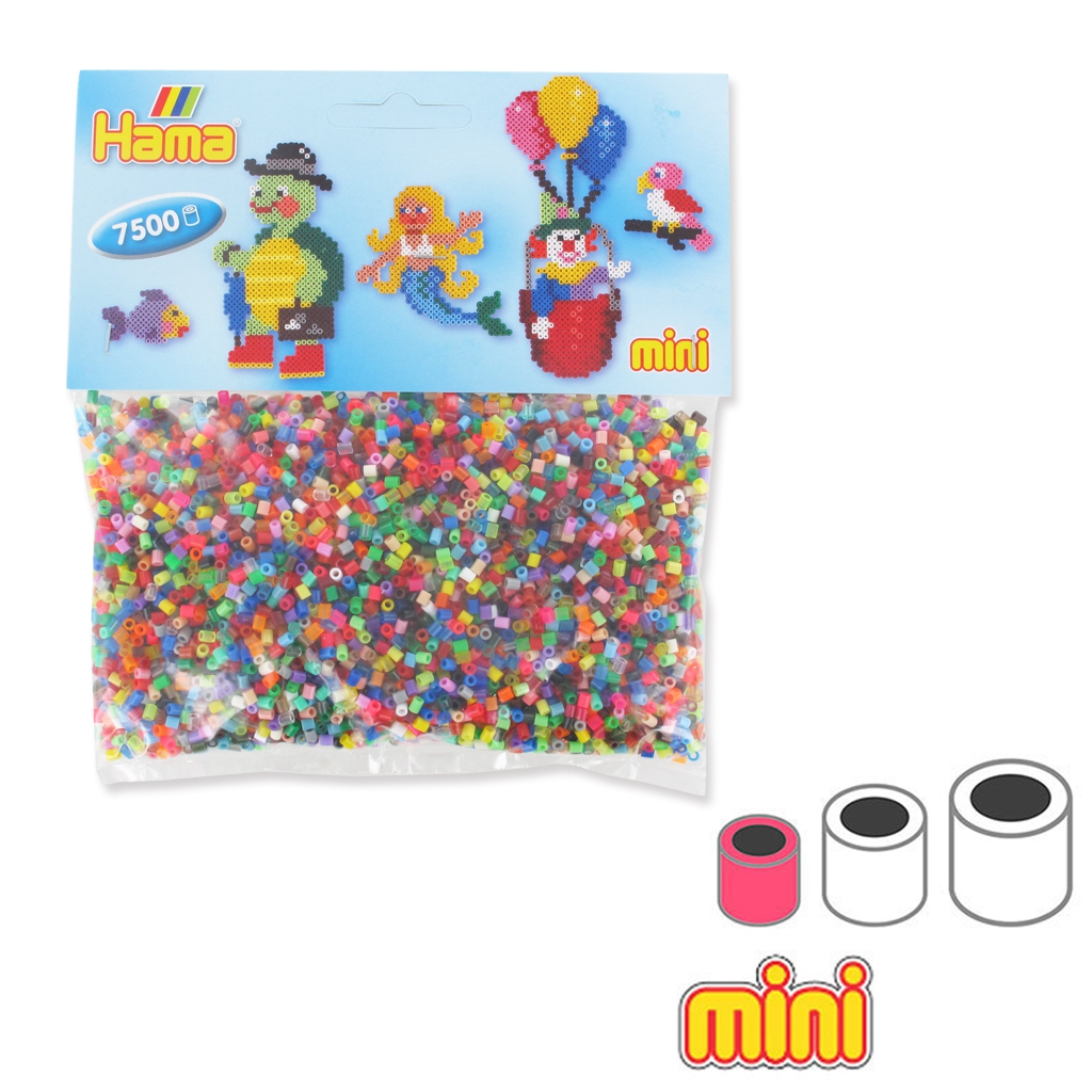 Hama Beads – Bolsa De 7500 Cuentas Mini Para Manualidades, Sistema De Planchado, Colores Surtidos, Fomenta La Creatividad Y Motricidad Fina, Sin Desorden, Para Proyectos Detallados