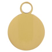 Colgante redondo de 10 mm con resina epoxi - Motivo del Yin y el Yang - Acero inoxidable 316L dorado x1