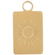 Dije rectángulo 16x9 mm - motivo Sol - acero inoxidable 316L dorado x1|raw }}