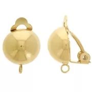 Pinzas de media bola 12 mm orejas no perforadas - anilla abierta - acero inoxidable dorado 304L x2