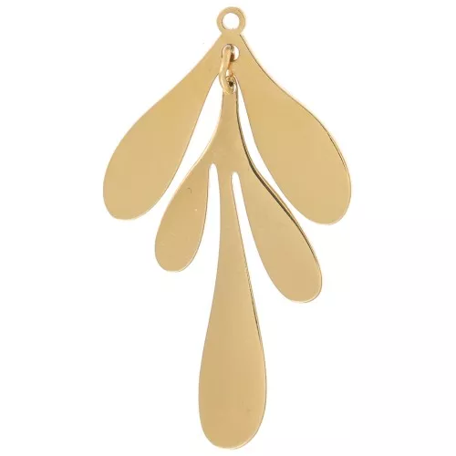 Colgante Hoja 29x16 mm - Acero inoxidable 316L dorado x1