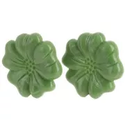 Pendientes flor de resina opaca 48 mm - Khaki mabré x2
