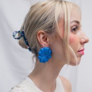 Pendientes flor de resina opaca 48 mm - Khaki mabré x2