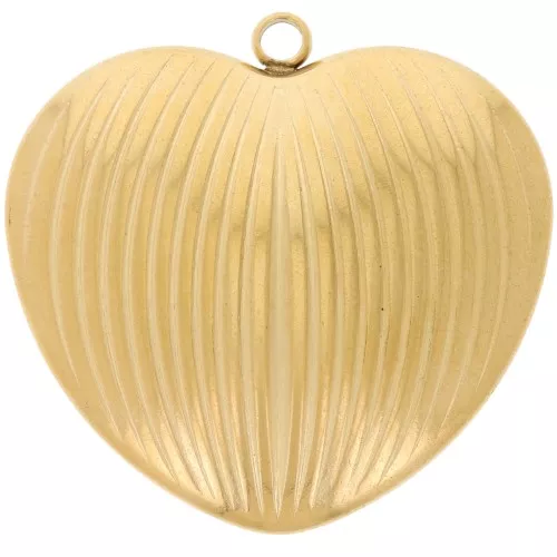 Colgante corazón abombado 34x35 mm - Acero inoxidable 304L Dorado x1
