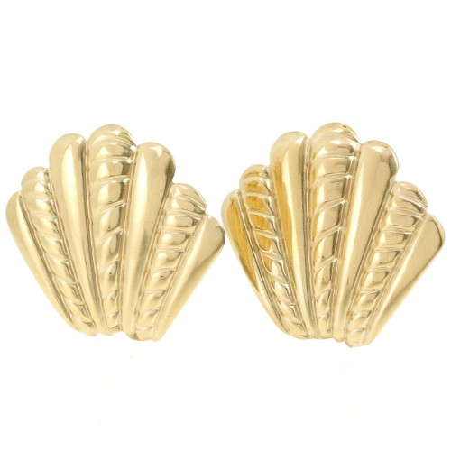 Pendientes de concha con efecto trenzado 29x32 mm - Acero inoxidable 304L Dorado x2