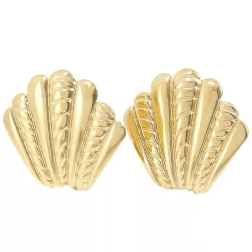 Pendientes de concha con efecto trenzado 29x32 mm - Acero inoxidable 304L Dorado x2