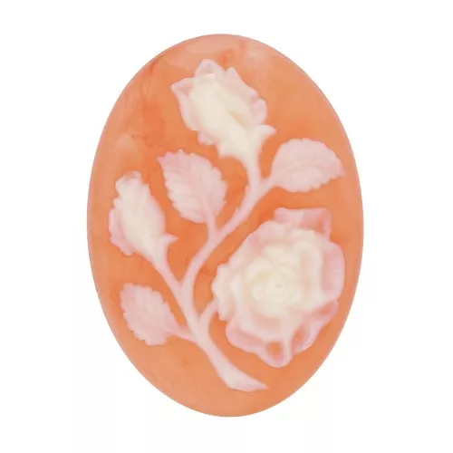 Camafeo de resina 18x13 mm - Flor - Naranja oscuro x1
