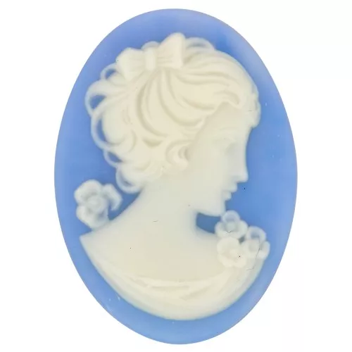 Camafeo de resina 25x18 mm - lado derecho - Azul cielo x1