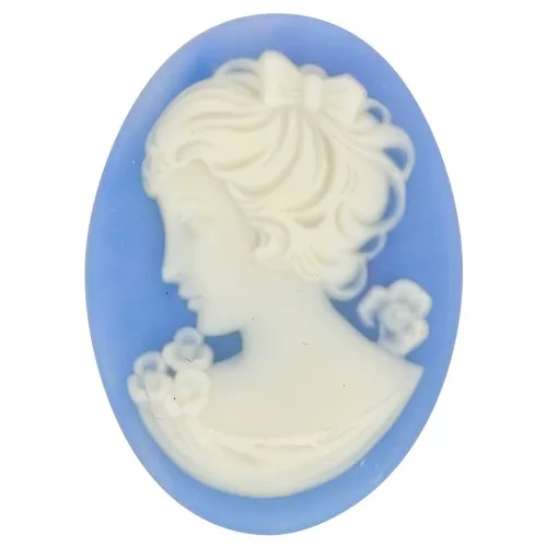 Camafeo de resina 25x18 mm - lado izquierdo - Azul cielo x1