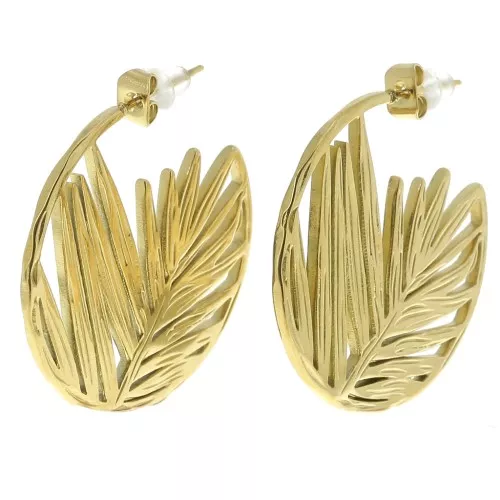 Pendientes de aro de 30 mm - Acero inoxidable 316L Dorado x2