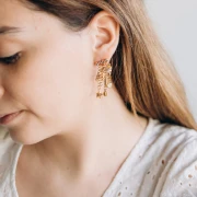 Dije redondo de óxido de circonio con bolitas 10x4mm - Acero inoxidable 304 Dorado x1