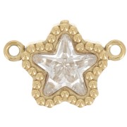 Entrepieza en forma de estrella de 12 x 8,5 mm de óxido de circonio - Acero inoxidable 304 Dorado - Cristal x1