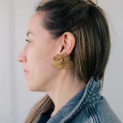 Pendientes flor 47 mm - Acero inoxidable 316L dorado x2