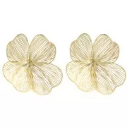 Pendientes flor 47 mm - Acero inoxidable 316L dorado x2