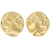 Pendientes redondos martillados de 25 mm con anilla abierta - Acero inoxidable 304L Dorado x2|raw }}