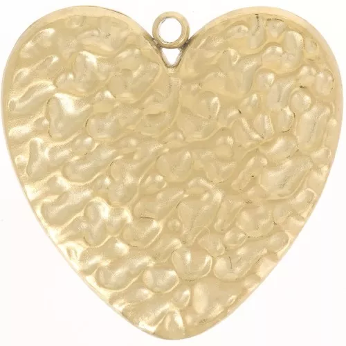 Colgante corazón martillado 22 mm - Acero inoxidable 304L Dorado x1