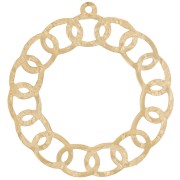 Colgante redondo calado martillado 30 mm - acero inoxidable 316L dorado x1