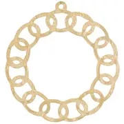 Colgante redondo calado martillado 30 mm - acero inoxidable 316L dorado x1