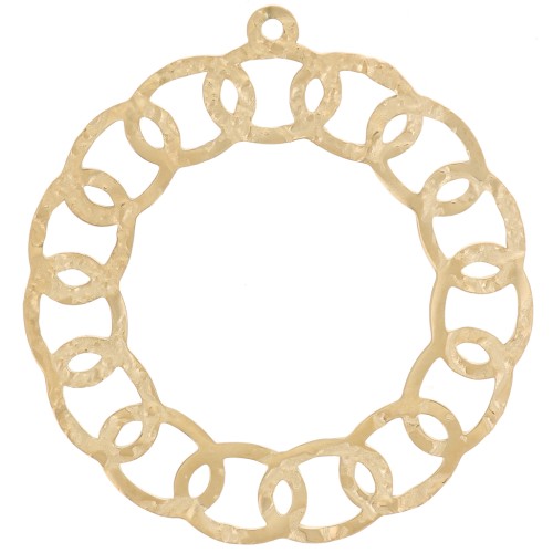 Colgante redondo calado martillado 30 mm - acero inoxidable 316L dorado x1