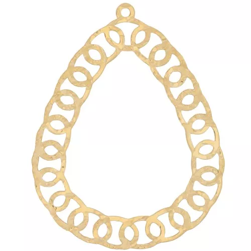 Colgante gota martillada calada 36,5x29 mm - Acero inoxidable 316L dorado x1