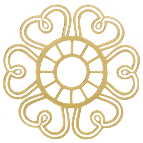 Colgante flor calada 30 mm - Acero inoxidable 316L dorado x1