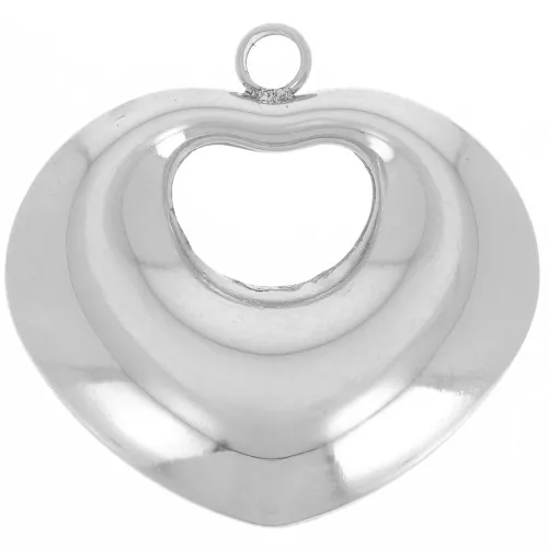 Colgantes corazón abombado 25,5x27 mm - Acero inoxidable 316L x2