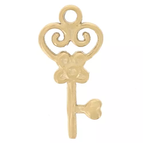 Dije llave antigua 16x8 mm - Acero inoxidable 304L Dorado x1