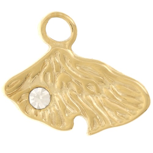 Colgante de concha 13x15 mm con strass - Acero inoxidable 304L Dorado x1