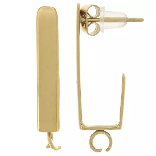Pendientes rectangulares 25x4 mm - anilla abierta - Acero inoxidable 316L Dorado x2