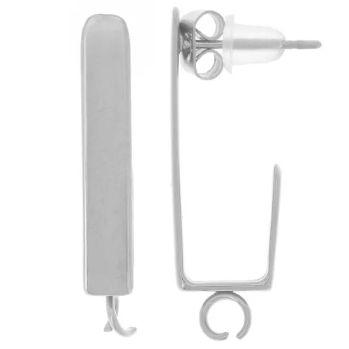 Pendientes rectangulares 25x4 mm - anilla abierta - acero inoxidable 316L x2