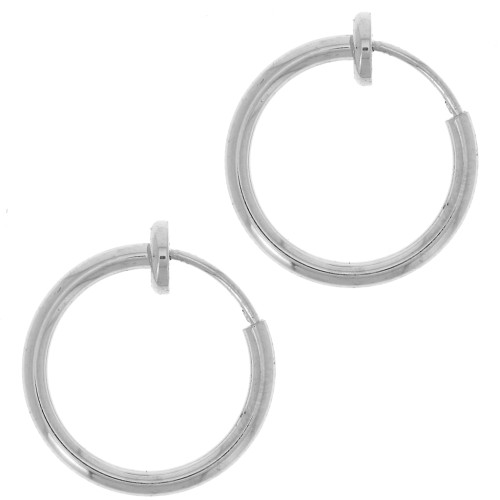 Mini Pendientes de aro - Para orejas no perforadas 15 mm - Acero inoxidable 304L x2