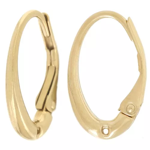Ganchos pendientes 15x9 mm con agujero - Acero inoxidable 304L Dorado x2