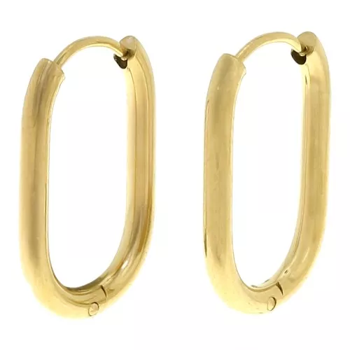 Pendientes de aros ovalados 19x12 mm - Acero inoxidable 304L Dorado x2