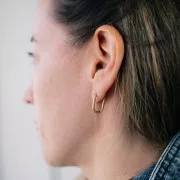 Pendientes de aros ovalados 19x12 mm - Acero inoxidable 304L Dorado x2