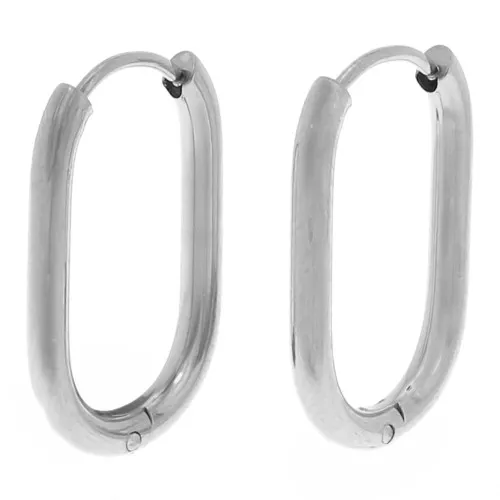 Pendientes de aros ovalados 19x12 mm - Acero inoxidable 304L x2