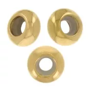 Cuenta pasante de 6 mm con agujero de 3 mm - Acero inoxidable 304L Dorado x4
