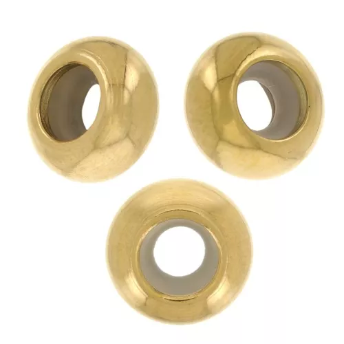 Cuenta pasante de 6 mm con agujero de 3 mm - Acero inoxidable 304L Dorado x4