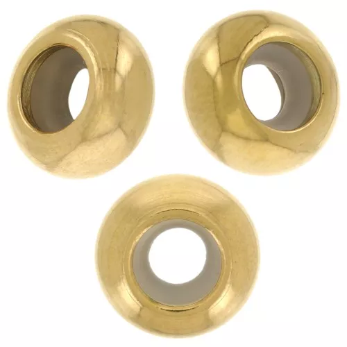 Cuenta pasante de 8 mm con agujero de 3 mm - Acero inoxidable 304L Dorado x4