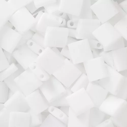 Miyuki Tila Beads 5x5x1.9 mm TL-402F - Opaque White Mat x10g