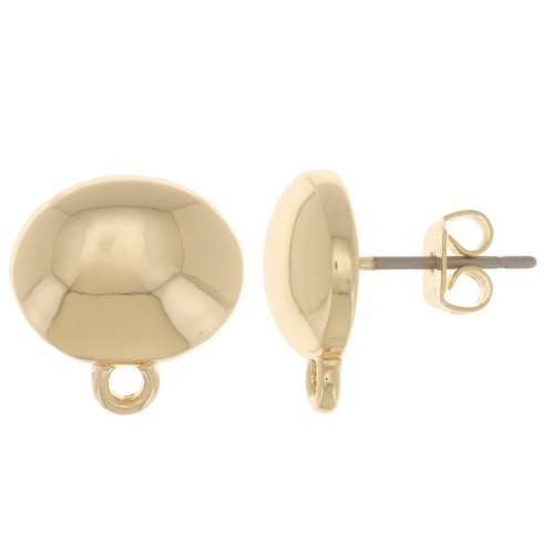 Pendientes abombados ovalados 13x12,5 mm con anilla cerrada - Dorado x2