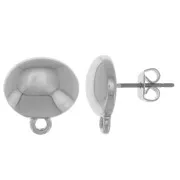 Pendientes ovalado abombado 13x12,5 mm con anilla cerrada - Rodio x2