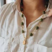 Cuentas de resina opaca aceituna 14x11 mm - Crudo x6