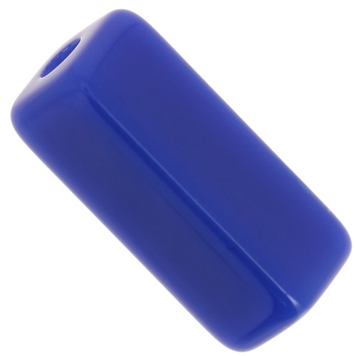 Cuenta tubo rectángulo 20x8 mm en resina opaca - Azul duro x4