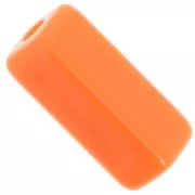 Cuentas tubo rectangulares 20x8 mm en resina opaca - Naranja x4