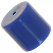 Cuenta de tubo cilíndrica de resina opaca de 14 mm - Azul duro x1