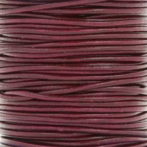 Cordón de cuero europeo 2 mm - Burdeos x1m