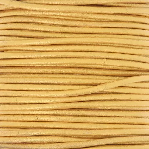 Cordón de cuero europeo 2 mm - Dorado x1m
