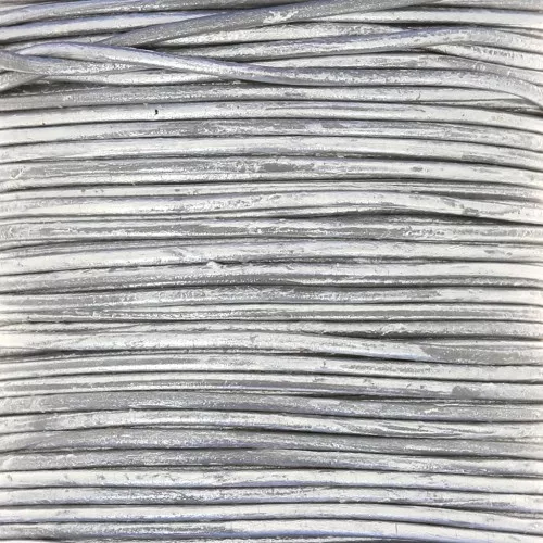 Cordón de cuero europeo 1 mm - Plateado x1m