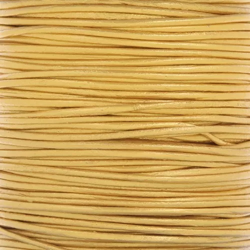 Cordón de cuero europeo 1 mm - Dorado x1m